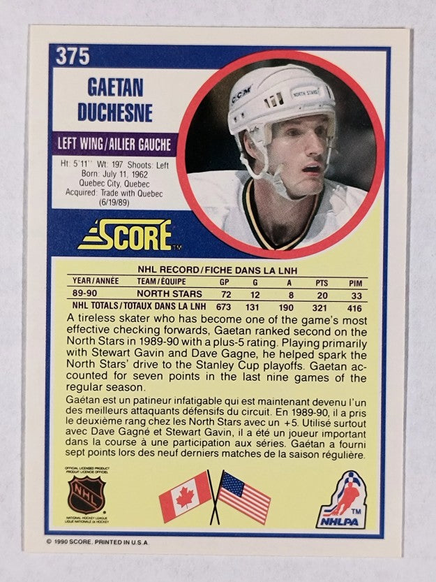 1990-91 Score Canadian #375 Gaetan Duchesne
