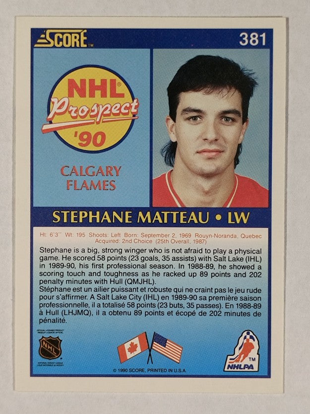 1990-91 Score Canadian #381 Stephane Matteau RC