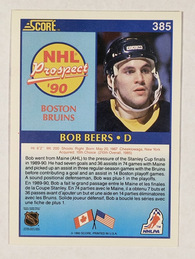 1990-91 Score Canadian #385 Bob Beers RC