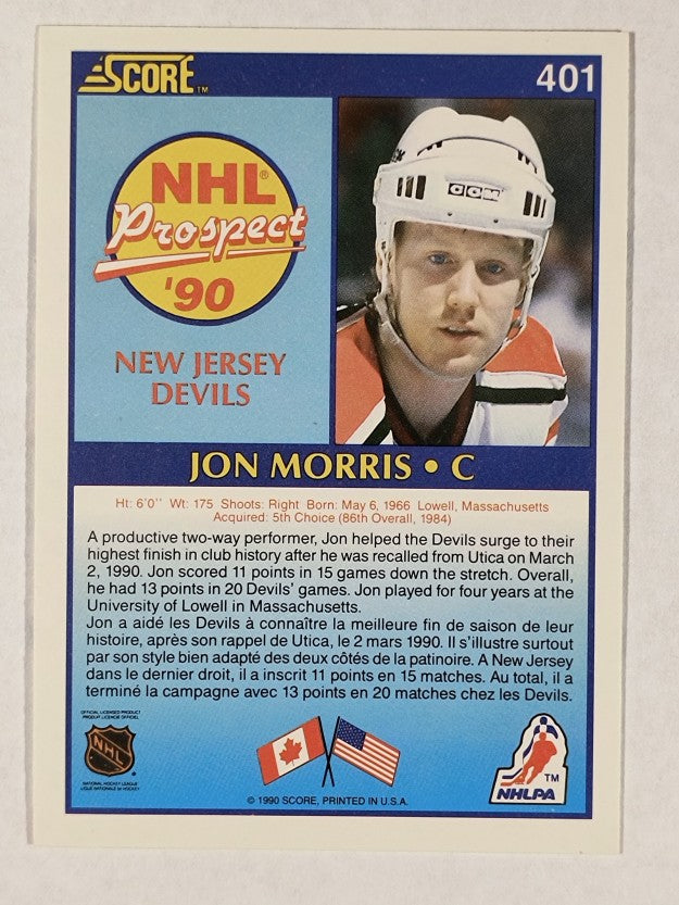 1990-91 Score Canadian #401 Jon Morris RC