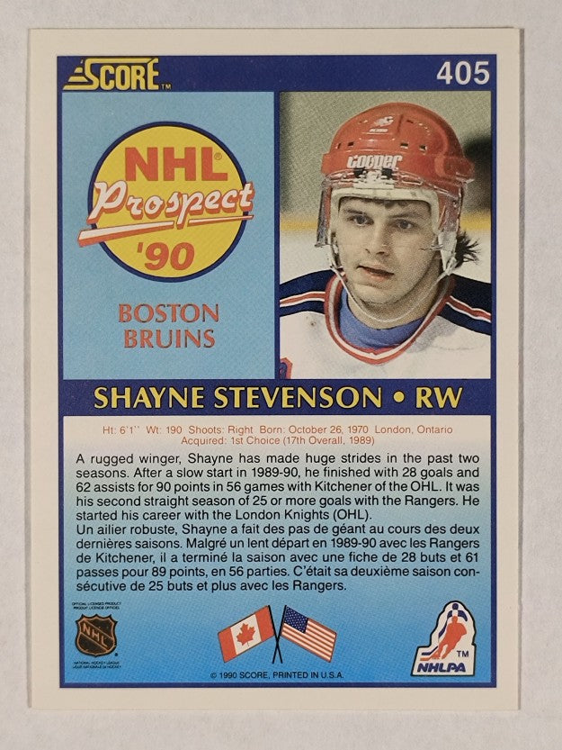 1990-91 Score Canadian #405 Shayne Stevenson RC