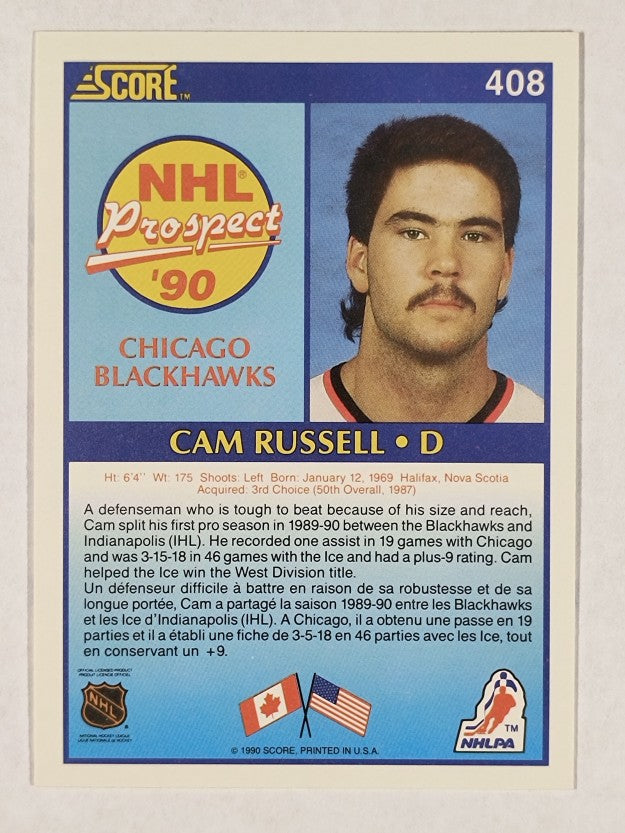 1990-91 Score Canadian #408 Cam Russell RC