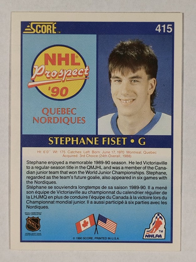 1990-91 Score Canadian #415 Stephane Fiset RC