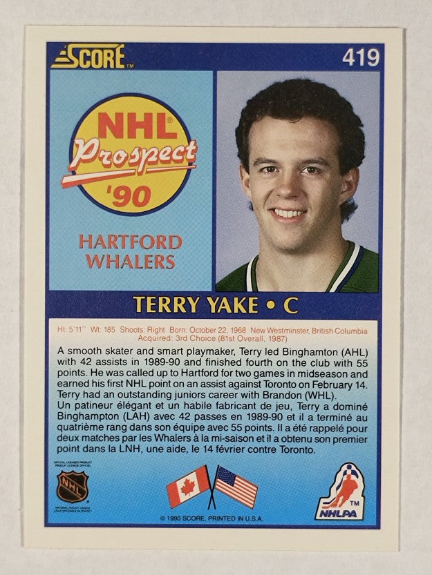 1990-91 Score Canadian #419 Terry Yake RC