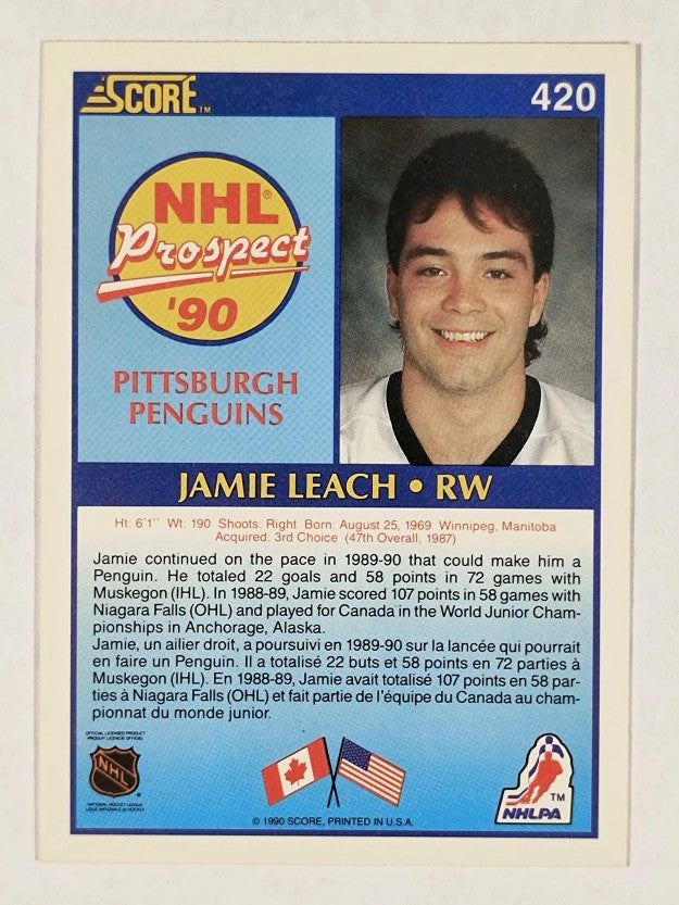 1990-91 Score Canadian #420 Jamie Leach RC