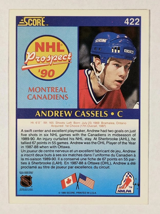 1990-91 Score Canadian #422 Andrew Cassels RC