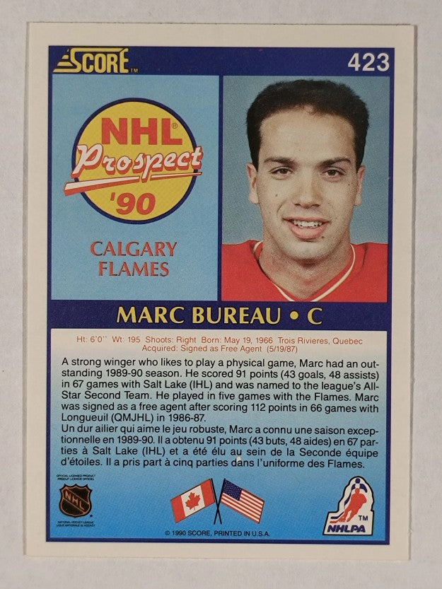 1990-91 Score Canadian #423 Marc Bureau RC
