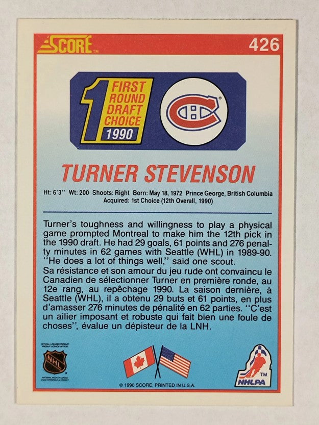 1990-91 Score Canadian #426 Turner Stevenson RC