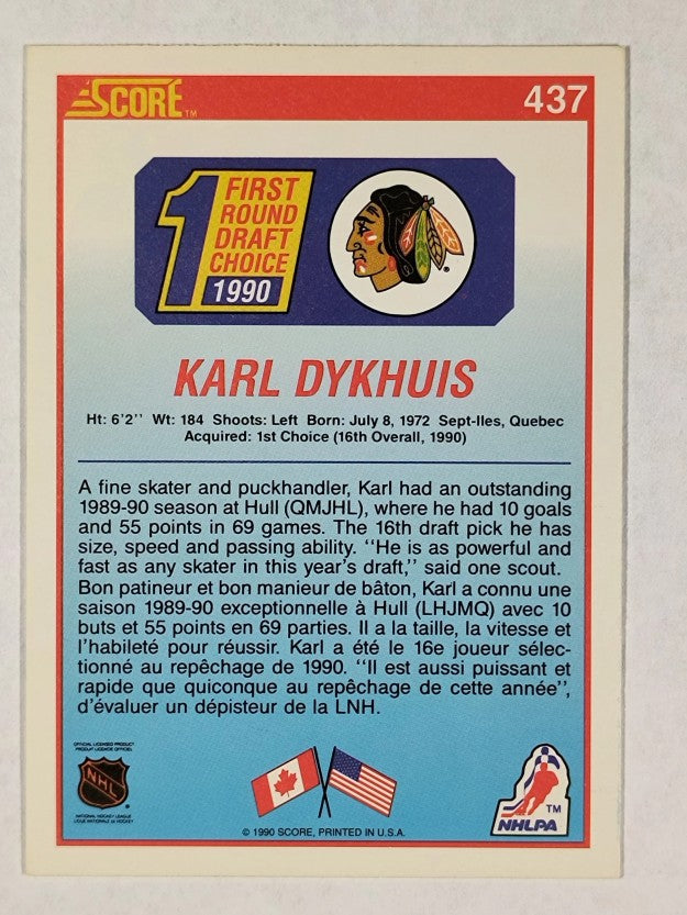 1990-91 Score Canadian #437 Karl Dykhuis RC