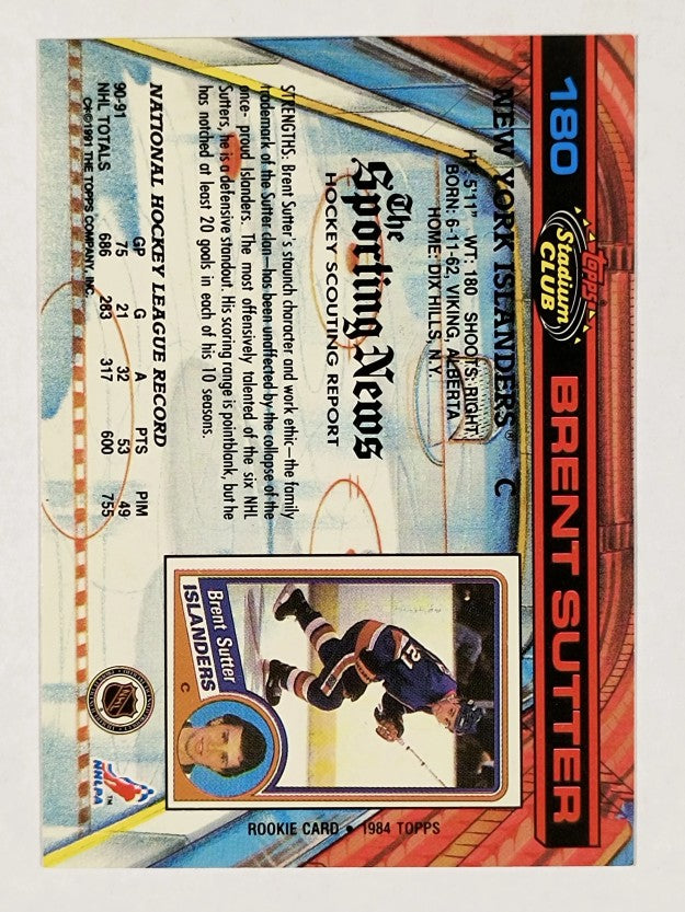 1991-92 Stadium Club #180 Brent Sutter