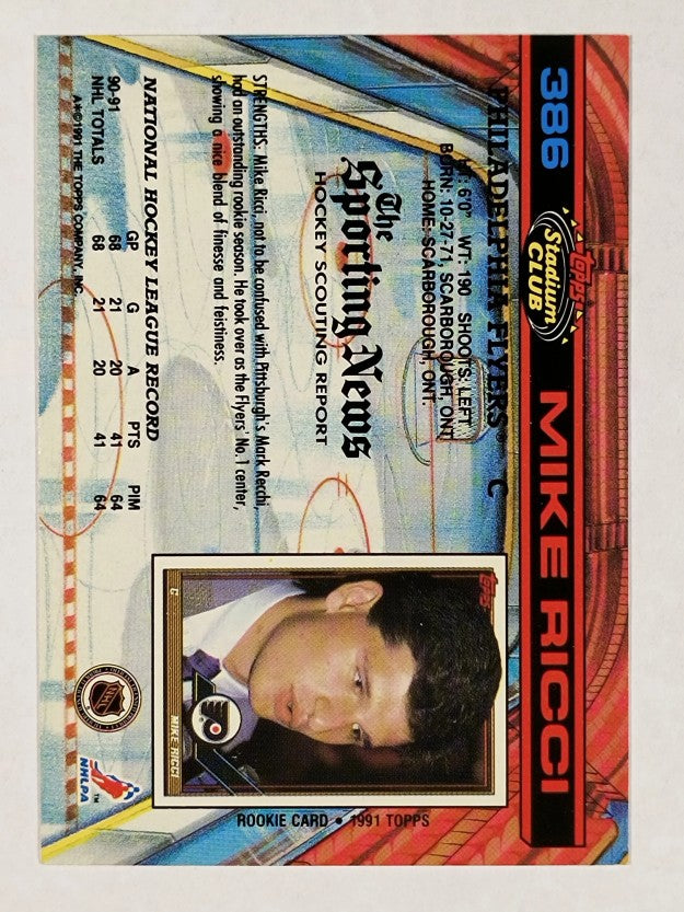 1991-92 Stadium Club #386 Mike Ricci