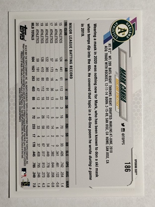2021 Topps Opening Day #186 Mark Canha