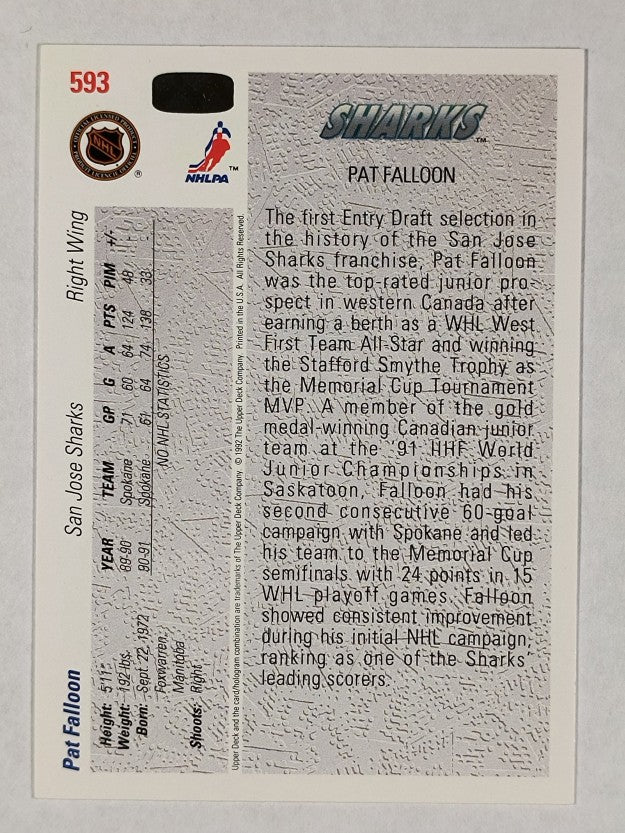 1991-92 Upper Deck #593 Pat Falloon