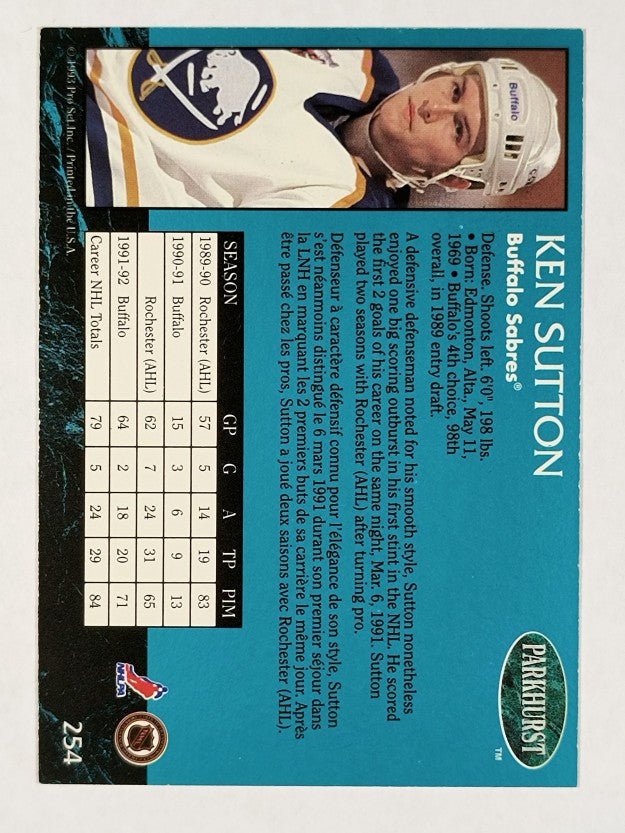 1992-93 Parkhurst #254 Ken Sutton