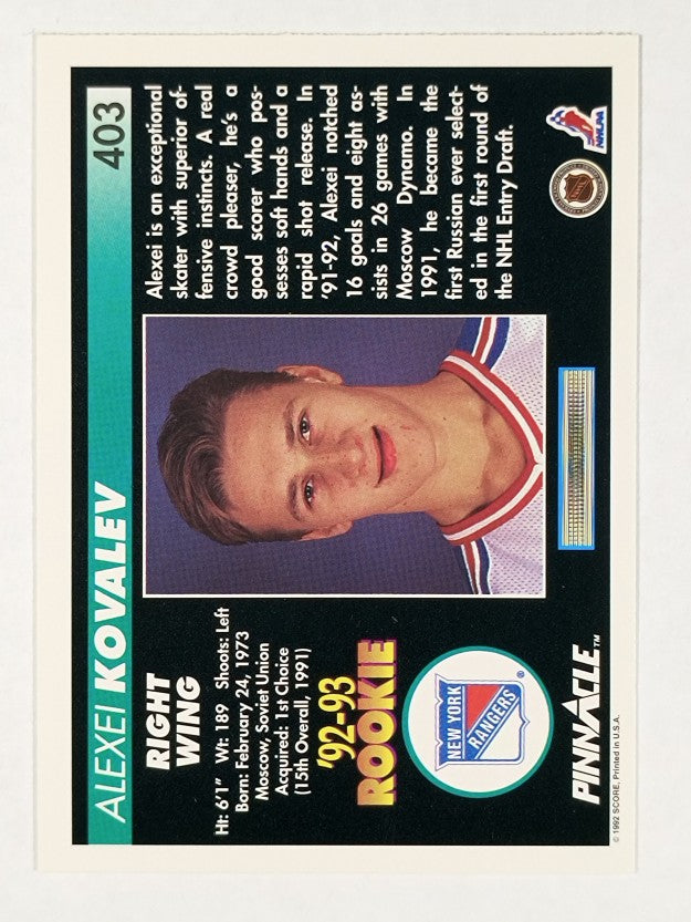 1992-93 Pinnacle #403 Alexei Kovalev