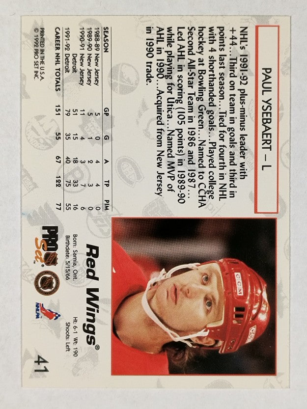 1992-93 Pro Set #41 Paul Ysebaert
