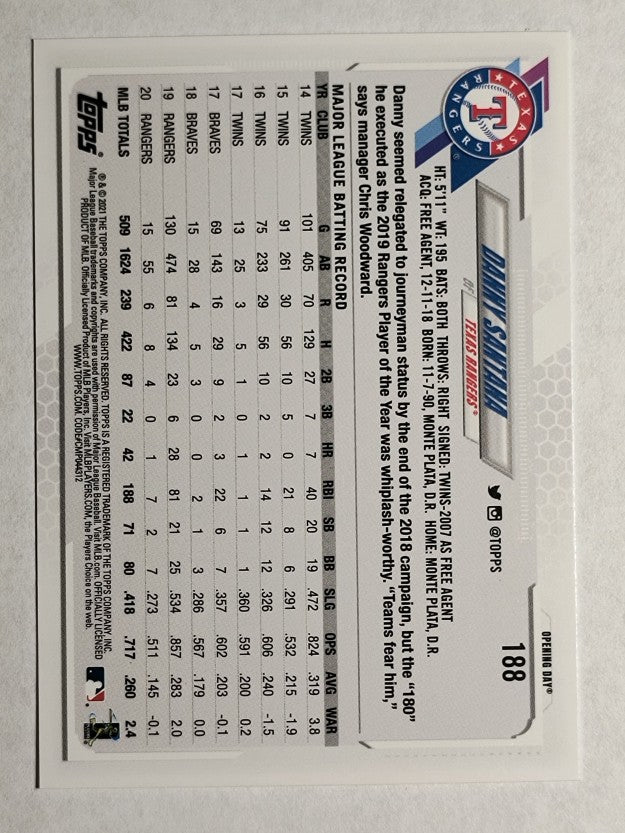 2021 Topps Opening Day #188 Danny Santana
