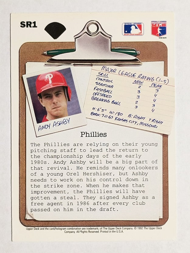 1992 Upper Deck Scouting Report #SR1 Andy Ashby
