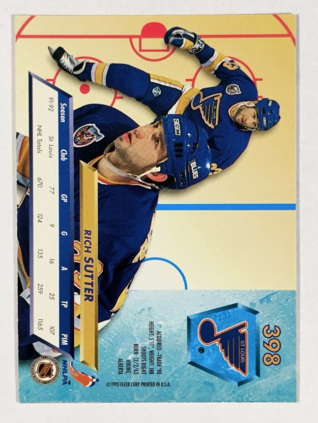 1992-93 Ultra #398 Rich Sutter