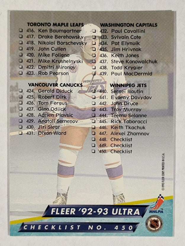 1992-93 Ultra #450 Checklist 6