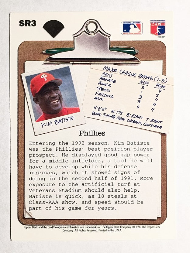 1992 Upper Deck Scouting Report #SR3 Kim Batiste