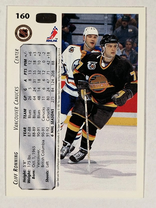 1992-93 Upper Deck #160 Cliff Ronning
