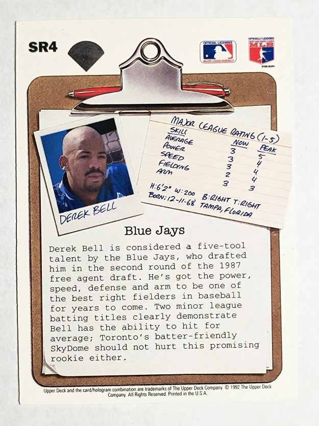 1992 Upper Deck Scouting Report #SR4 Derek Bell