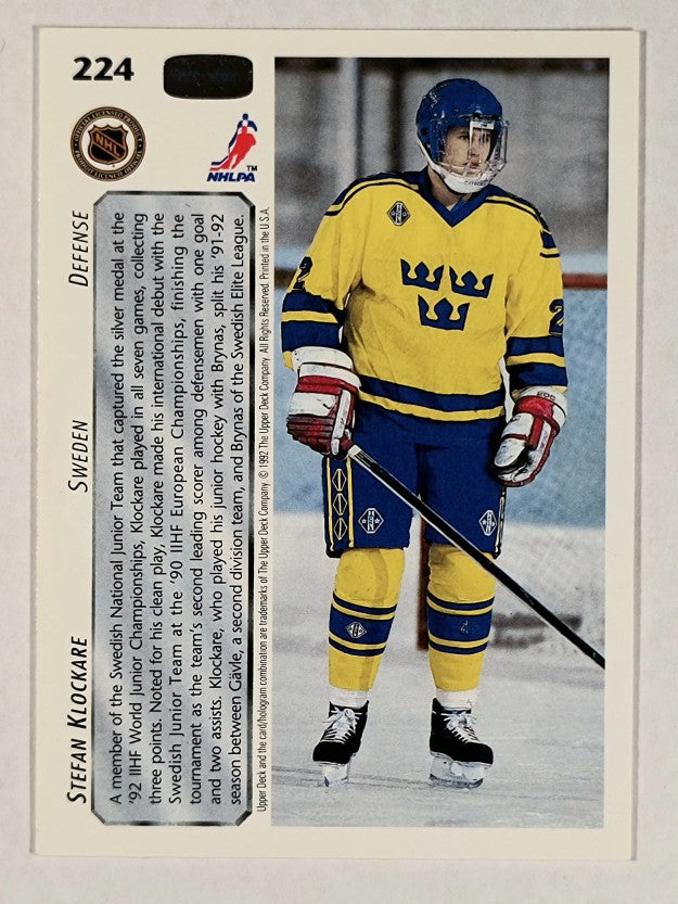 1992-93 Upper Deck #224 Stefan Klockare RC