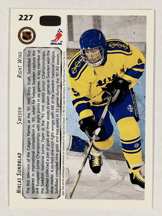 1992-93 Upper Deck #227 Niklas Sundblad RC