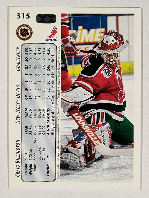 1992-93 Upper Deck #315 Craig Billington
