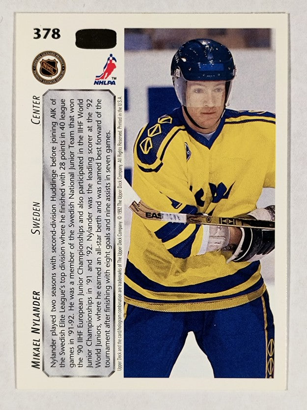 1992-93 Upper Deck #378 Michael Nylander RC