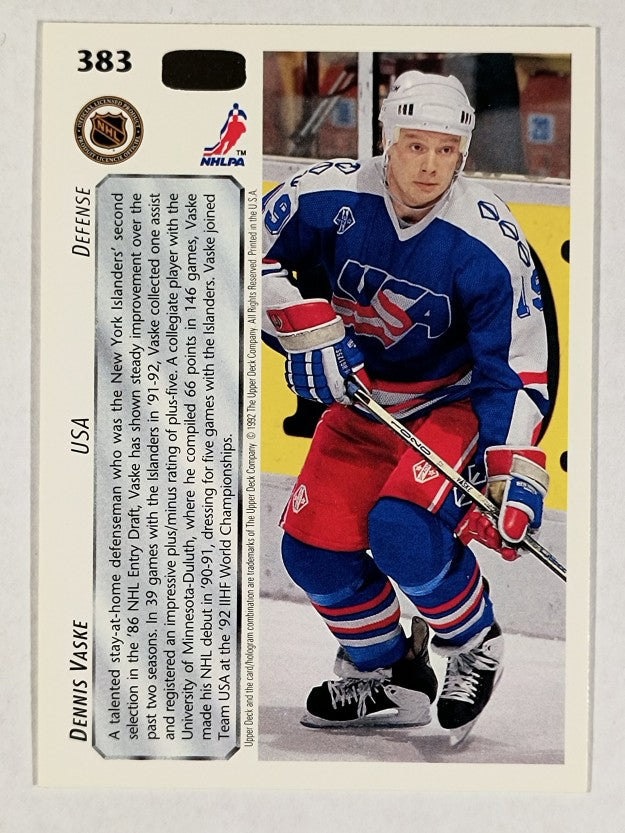 1992-93 Upper Deck #383 Dennis Vaske