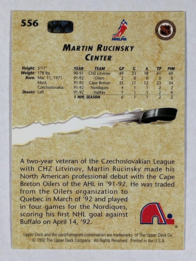 1992-93 Upper Deck #556 Martin Rucinsky YG