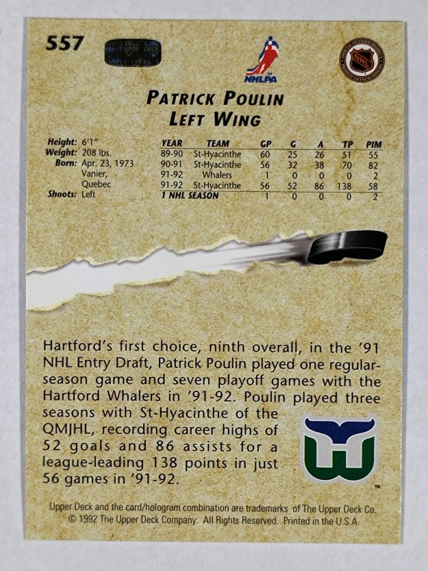1992-93 Upper Deck #557 Patrick Poulin YG