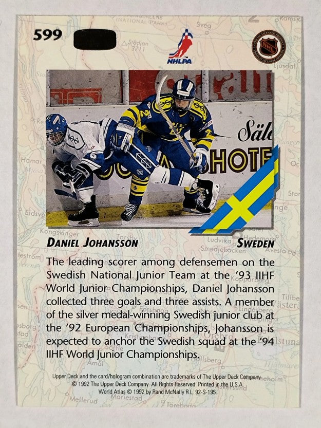 1992-93 Upper Deck #599 Daniel Johansson RC