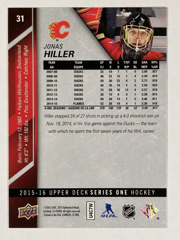 2015-16 Upper Deck #31 Jonas Hiller