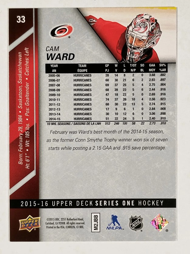 2015-16 Upper Deck #33 Cam Ward