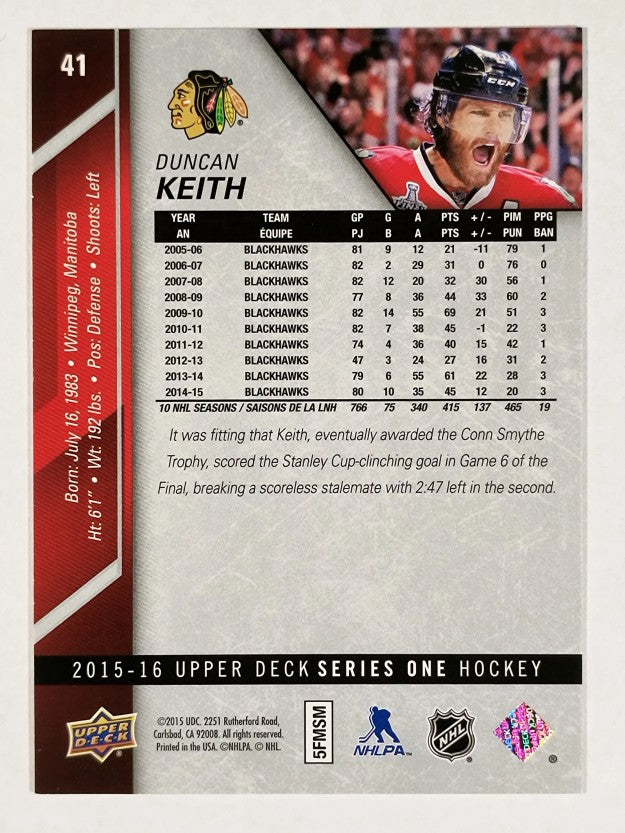 2015-16 Upper Deck #41 Duncan Keith