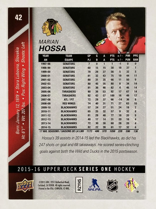 2015-16 Upper Deck #42 Marian Hossa