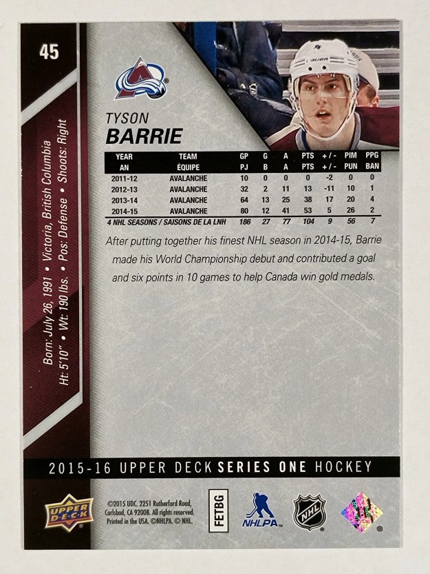 2015-16 Upper Deck #45 Tyson Barrie