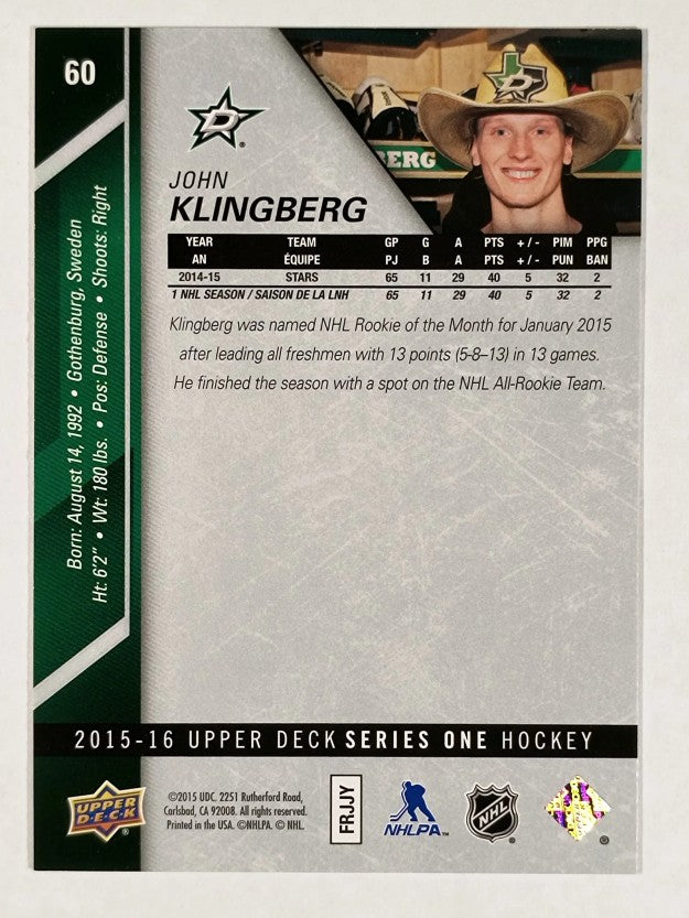 2015-16 Upper Deck #60 John Klingberg