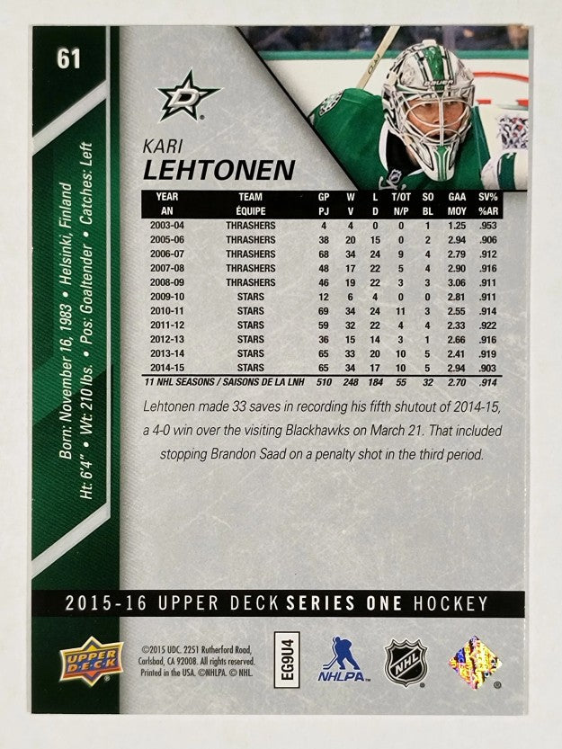2015-16 Upper Deck #61 Kari Lehtonen