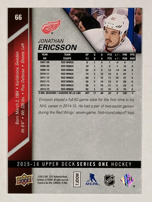 2015-16 Upper Deck #66 Jonathan Ericsson