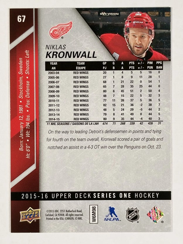 2015-16 Upper Deck #67 Niklas Kronwall