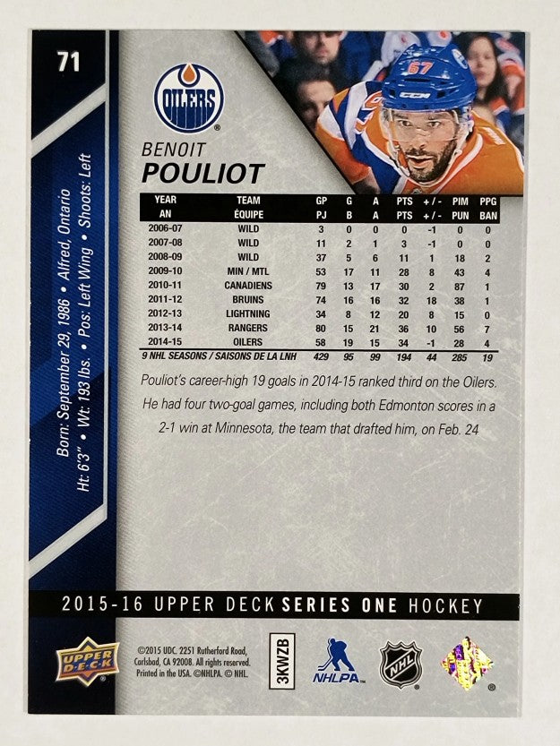 2015-16 Upper Deck #71 Benoit Pouliot