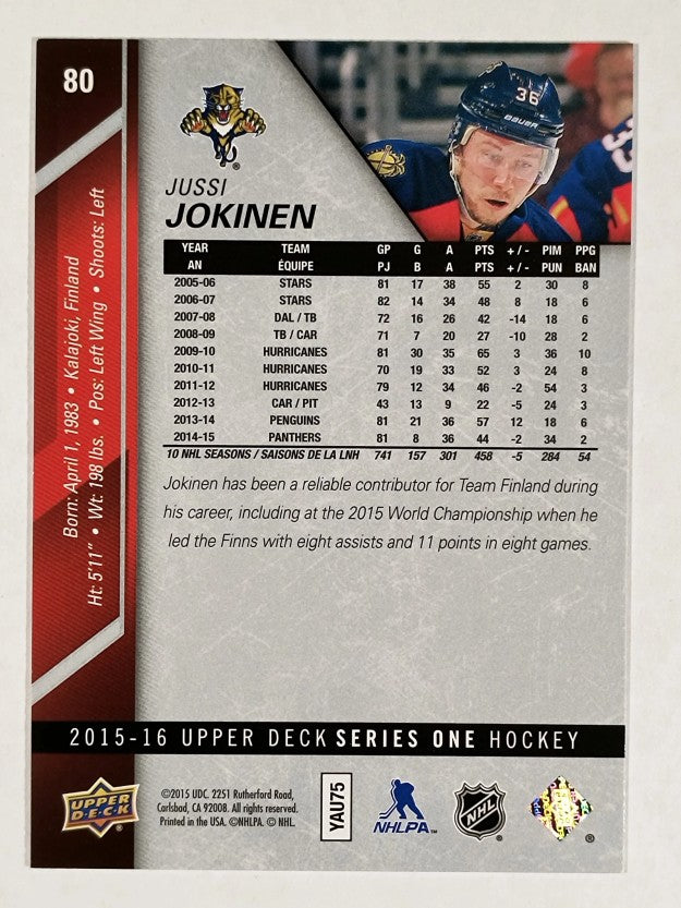 2015-16 Upper Deck #80 Jussi Jokinen
