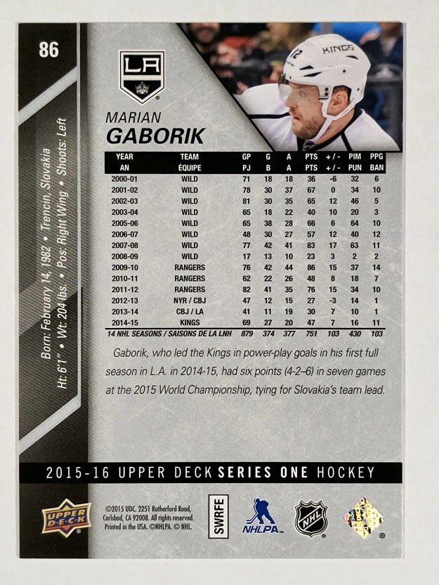 2015-16 Upper Deck #86 Marian Gaborik