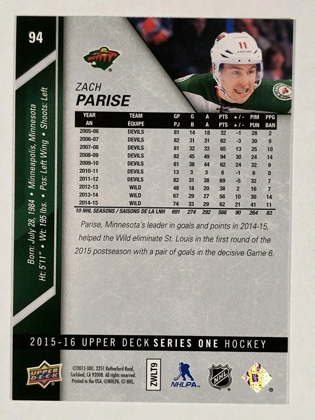 2015-16 Upper Deck #94 Zach Parise