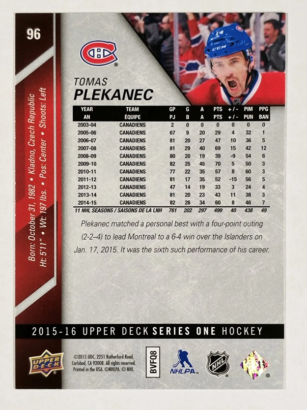 2015-16 Upper Deck #96 Tomas Plekanec