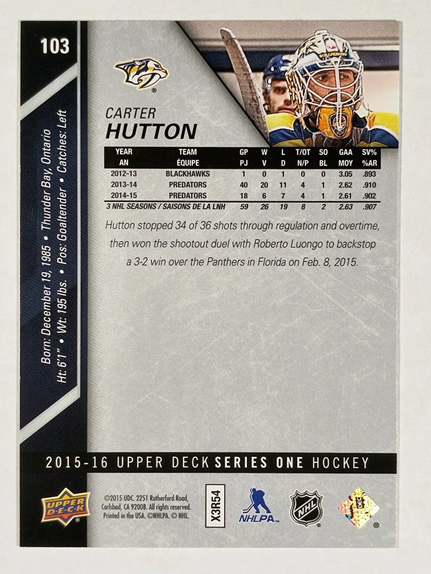 2015-16 Upper Deck #103 Carter Hutton